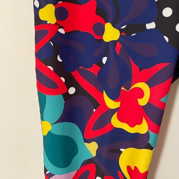 Party Polka Dot and Floral Triflare Leggings Womens L - Picture 2 of 7